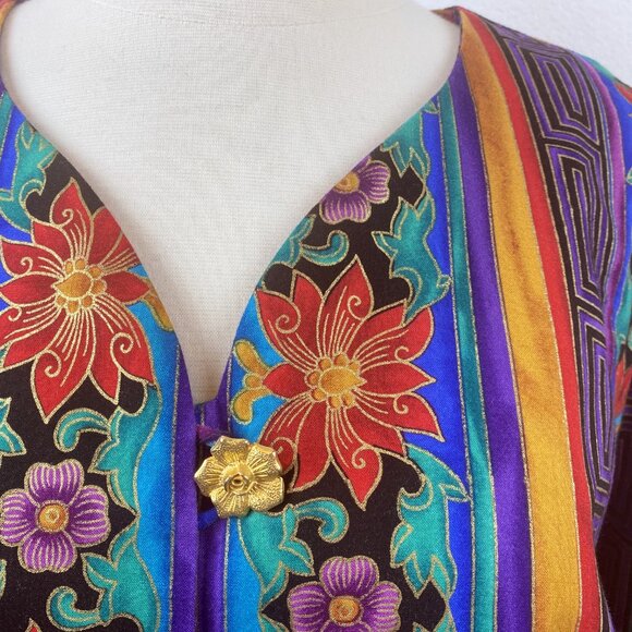 Vintage 80s Colorful Two Piece Dress Plus 20 Petites Tunic Skirt Modest Retro - Picture 3 of 10